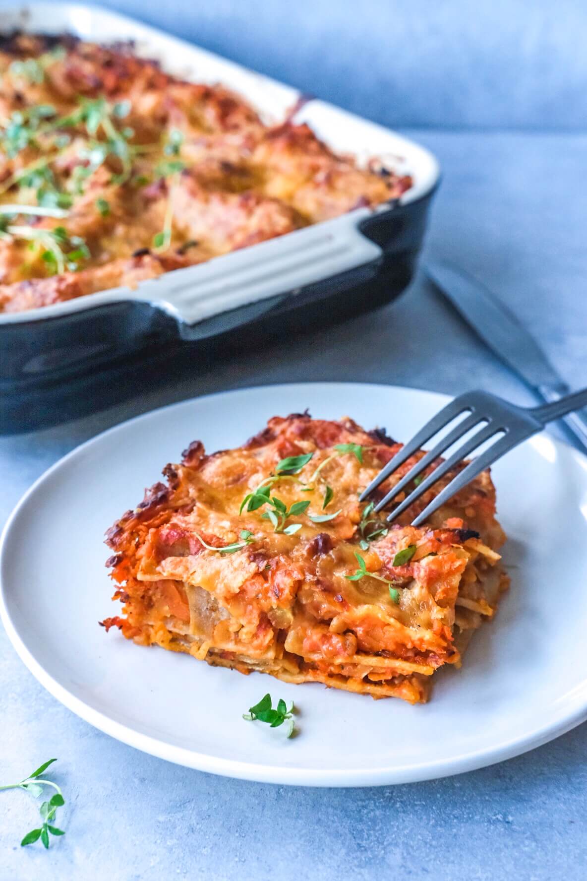 Vegetar lasagne med linser - Opskrift på vegetarisk lasagne